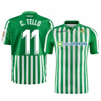 Real Betis Cristian Tello Men's Green Home Short Sleeve Jersey 19-20