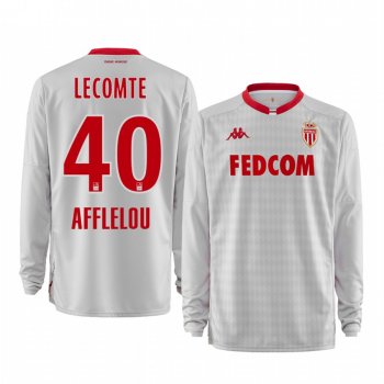 19-20 AS Monaco Benjamin Lecomte White Goalkeeper Away Jersey Men's