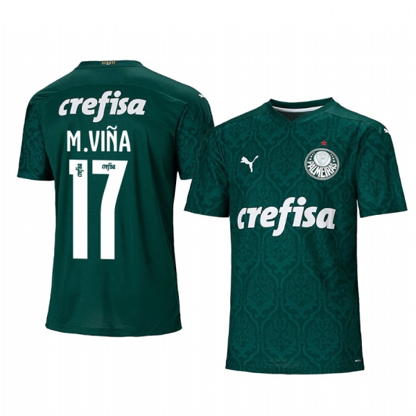 SE Palmeiras Matias Vina Men's Green Home Short Sleeve Jersey 2020-21