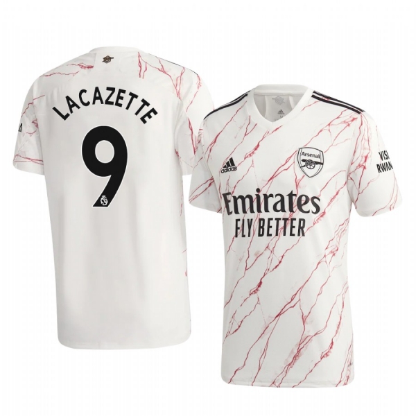 Alexandre Lacazette Arsenal 2020-21 Away Men's White Short Sleeve Jersey