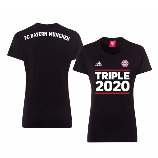 Women's Bayern Munich Black Triple 2020 Short Sleeve T-Shirt