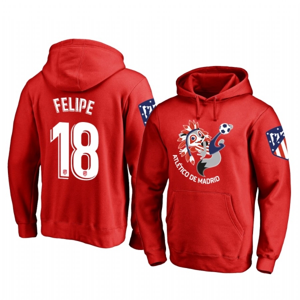 Felipe Atletico de Madrid Red Team Logo Pullover Hoodie