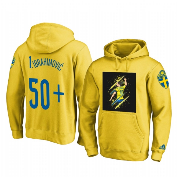 Zlatan Ibrahimovic Sweden Yellow All-time Top Goalscorer Pullover Hoodie - Men's