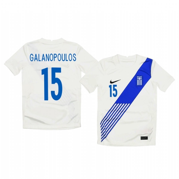 Youth Kostas Galanopoulos Greece 2020 White Home Short Sleeve Jersey