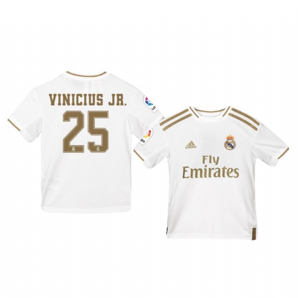 Youth Vinicius Junior Real Madrid 19-20 Home White Official Short Sleeve Jersey