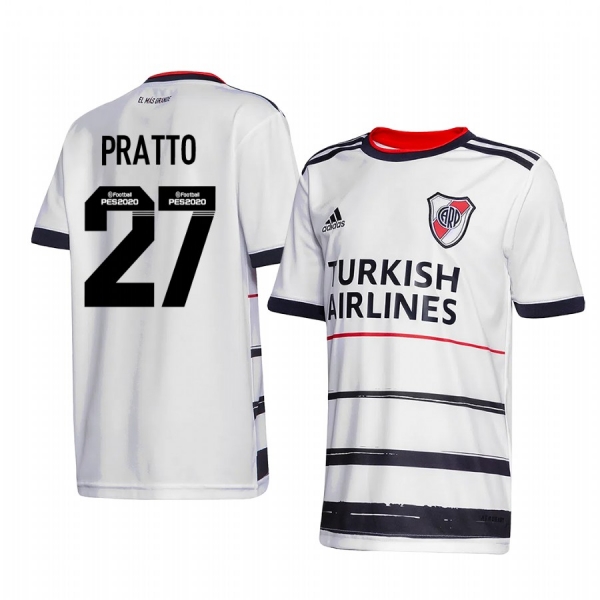 River Plate Lucas Pratto 2020 Third Men's White Short Sleeve Jersey