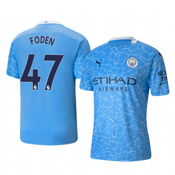 Phil Foden Manchester City 2020-21 Home Replica Short Sleeve Blue Jersey