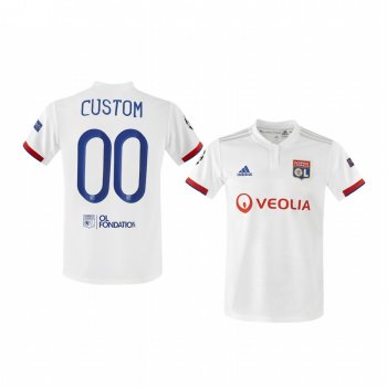 Youth Custom Olympique Lyonnais 2020 UEFA Champion League Home Youth White Short Sleeve Jersey