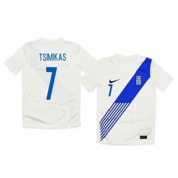 Youth Kostas Tsimikas Greece 2020 White Home Short Sleeve Jersey