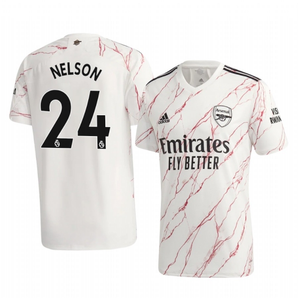 Reiss Nelson Arsenal 2020-21 Away Men's White Short Sleeve Jersey