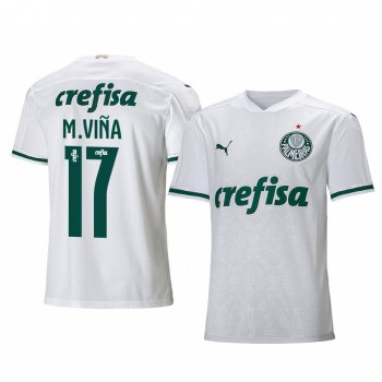 SE Palmeiras Matias Vina Men's White Away Short Sleeve Jersey 2020-21