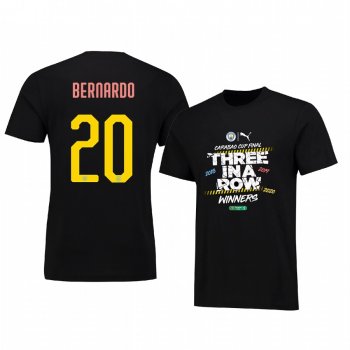 Bernardo Silva Manchester City Carabao Cup Final Black Three In A Row Winners T-shirt