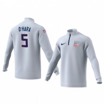 Kelley O'Hara USWNT White Quarter Zip Team Logo Long Sleeve Jacket