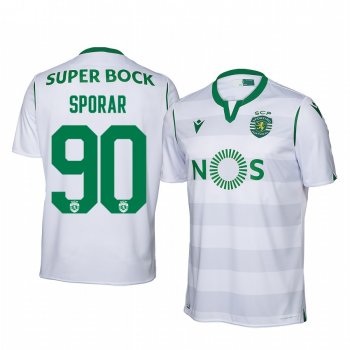 Andraz Sporar Sporting Lisbon 19-20 Third Men's White Short Sleeve Jersey