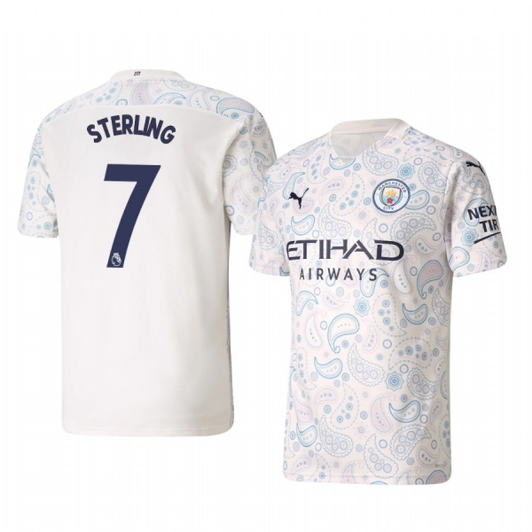 Raheem Sterling Manchester City 2020-21 Third Men's White Short Sleeve Jersey