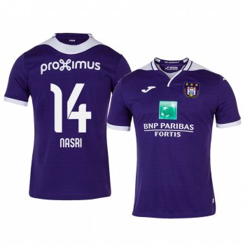 Samir Nasri Anderlecht 19-20 Home Men's Purple Short Sleeve Jersey