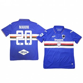 Gonzalo Maroni Sampdoria 19-20 Home Men's Blue Short Sleeve Jersey