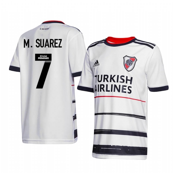 River Plate Matias Suarez 2020 Third Men's White Short Sleeve Jersey