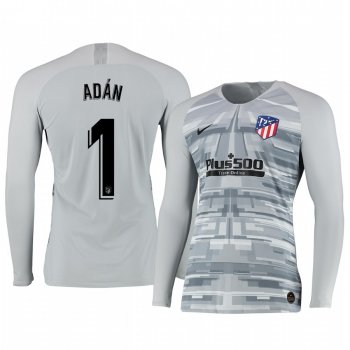 19-20 Atletico de Madrid Antonio Adan Gray Long Sleeve Goalkeeper Jersey Men's