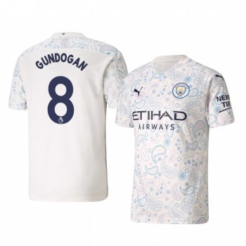 İlkay Gündoğan Manchester City 2020-21 Third Men's White Short Sleeve Jersey