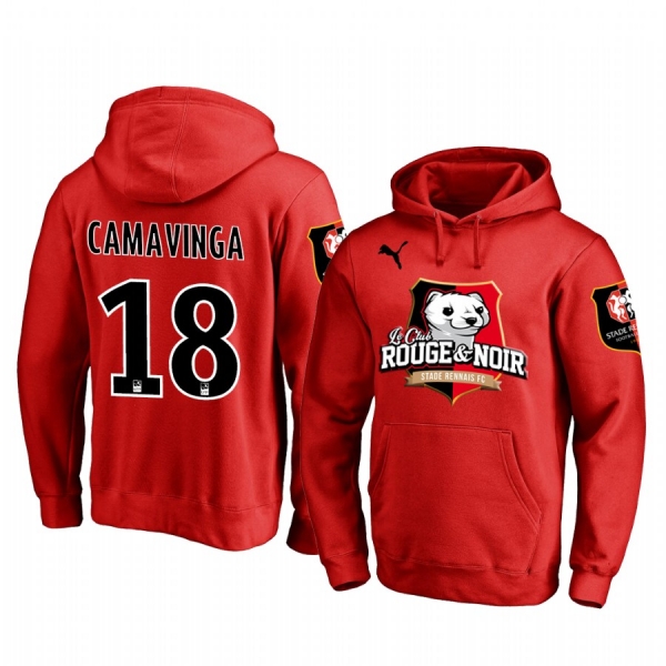 Eduardo Camavinga Stade Rennais Red Team Logo Pullover Hoodie