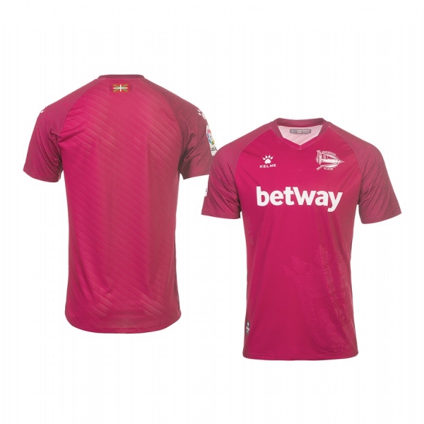 Youth Deportivo Alaves Dark Pink Away Short Sleeve Jersey 19-20