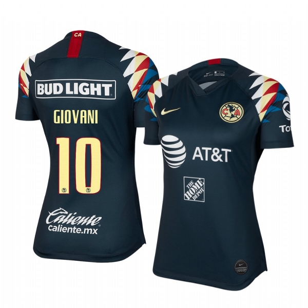 Women's Giovani dos Santos Club America 19-20 Away Navy Short Sleeve Jersey