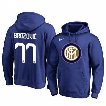 Marcelo Brozovic Internazionale Milano Team Logo Royal Iconic Pullover Hoodie