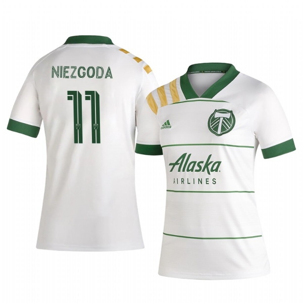 Women's Portland Timbers Jaroslaw Niezgoda White Secondary Short Sleeve Jersey 2020