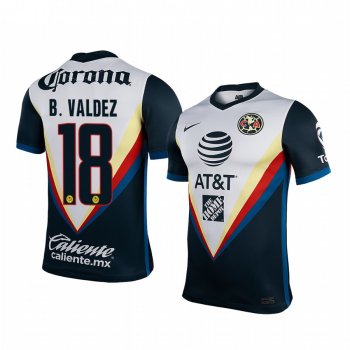 Club America Bruno Valdez Men's White Navy Away Short Sleeve Jersey 2020-21