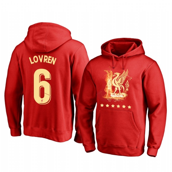 Dejan Lovren Liverpool We Won It Six Times Red Iconic Logo Pullover Hoodie