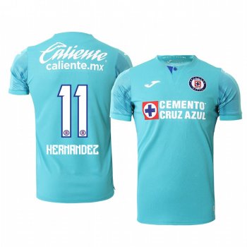 Elias Hernandez Cruz Azul 19-20 Third Men's Light Blue Official Short Sleeve Jersey