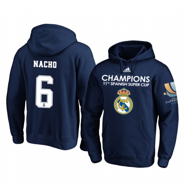 Nacho Real Madrid Navy Spanish Super Cup Champions Pullover Hoodie