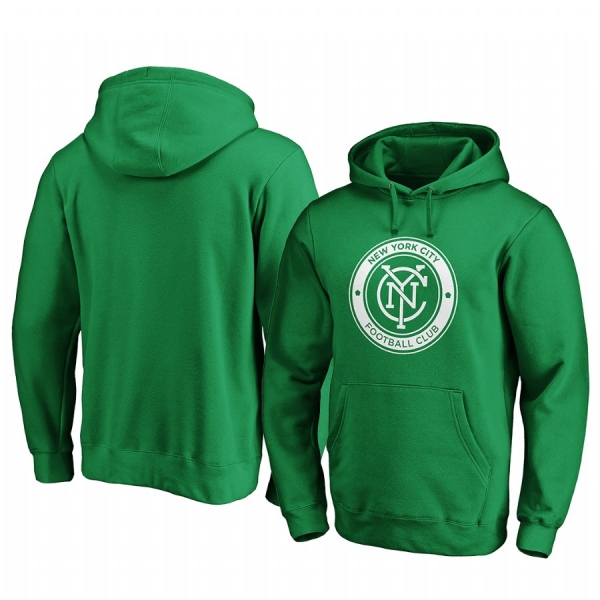 MLS New York City St. Patrick's Day Green Pullover Hoodie White Logo