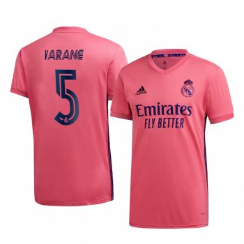 Raphaël Varane Real Madrid 2020-21 Away Men's Pink Short Sleeve Jersey