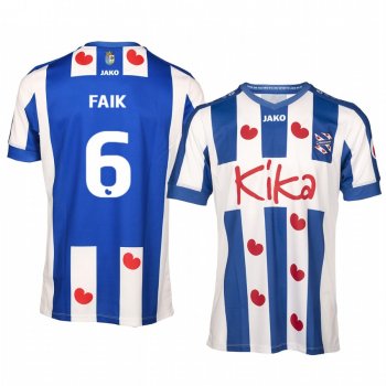 Hicham Faik SC Heerenveen Home Blue White Short Sleeve Jersey