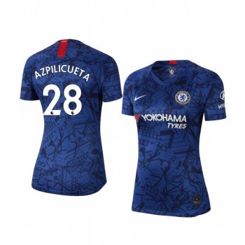 Women's Cesar Azpilicueta Chelsea Home Short Sleeve Jersey 19-20