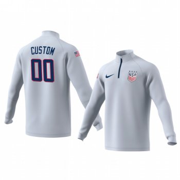 Custom USWNT White Quarter Zip Team Logo Long Sleeve Jacket