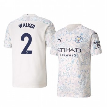 Kyle Walker Manchester City 2020-21 Third Men's White Short Sleeve Jersey