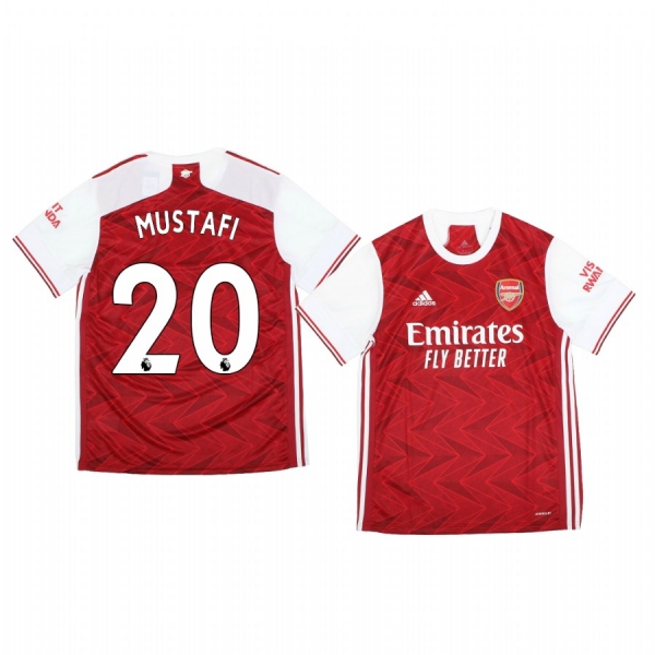 Men's Shkodran Mustafi Arsenal Home Official Short Sleeve Jersey 2020-21