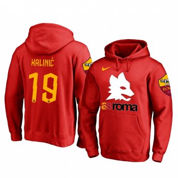 Nikola Kalinic AS Roma Red Team Logo Pullover Hoodie