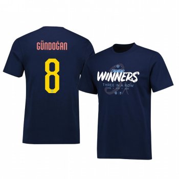 Ilkay Gundogan Manchester City Carabao Cup Navy Three In A Row Winners T-shirt