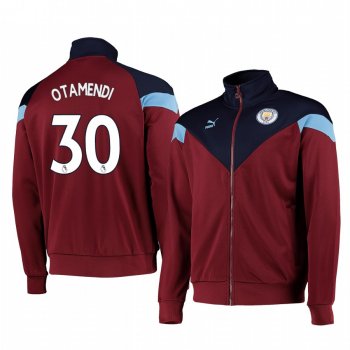 Nicolas Otamendi Manchester City Burgundy Iconic MCS Track Full-Zip Jacket