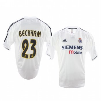 David Beckham Real Madrid 2003 Retro Men's White Classic Jersey