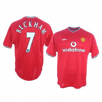 David Beckham Manchester United 2000 Retro Men's Red Classic Jersey