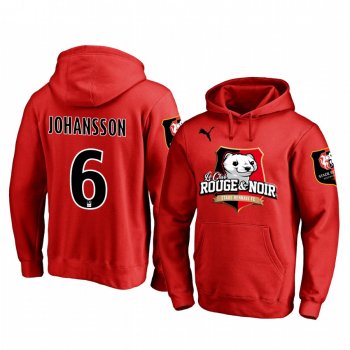 Jakob Johansson Stade Rennais Red Team Logo Pullover Hoodie