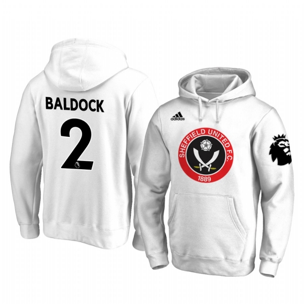 George Baldock Sheffield United Team Logo White Iconic Pullover Hoodie