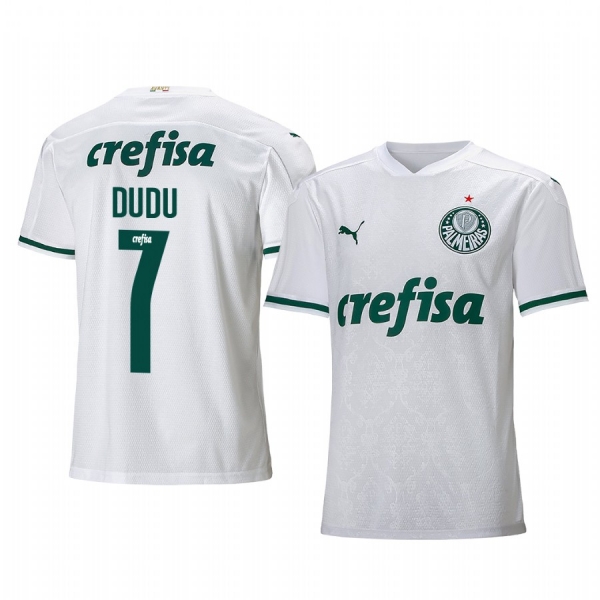 SE Palmeiras Dudu Men's White Away Short Sleeve Jersey 2020-21