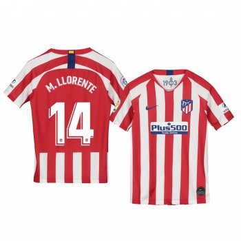 Youth Marcos Llorente Atletico de Madrid 19-20 Home Red White Official Short Sleeve Jersey