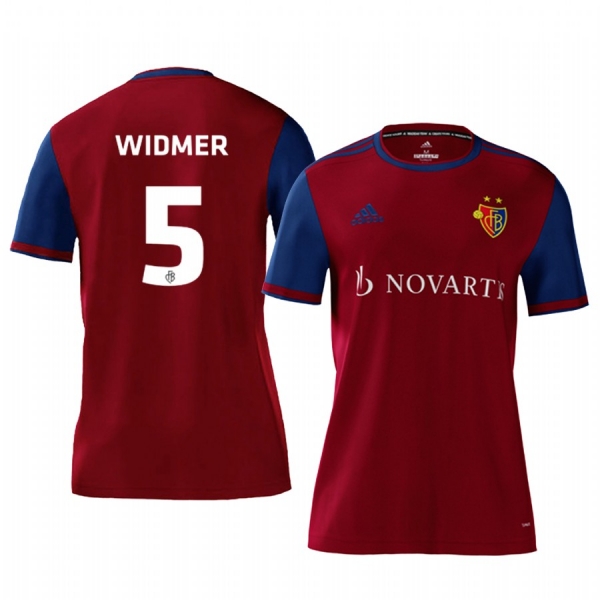 Basel Silvan Widmer Men's Red Home Short Sleeve Jersey 19-20